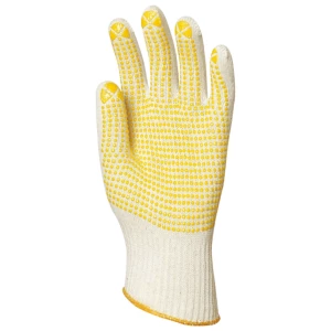 EUROSTRONG 4360 knitted cotton gloves, yellow dots palm, S.