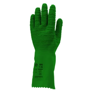 EUROSTRONG 3815 green crepe latex gloves standard 32cm, S.
