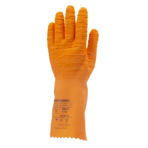 EUROSTRONG 3820 orange latex crinkle gloves, cot., 34cm, S.