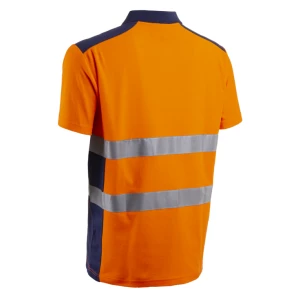 OKI Polo Short Sleeves Orange HV Navy