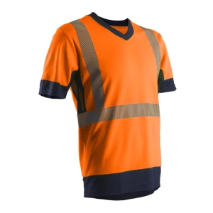 T-shirt short sleeves high-visibility KOMO orange navy