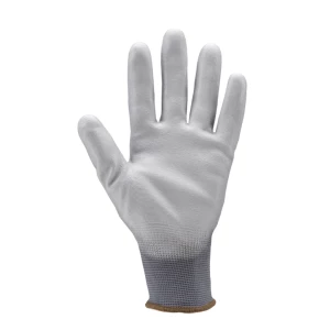 EUROLITE 6030 grey polyester gloves, grey PU palm, S.