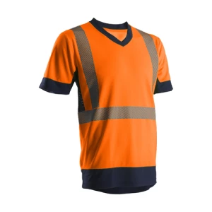 T-shirt short sleeves high-visibility KYRIO orange navy
