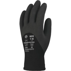 EUROWINTER 6610 blck polyester gloves, latex foam palm, S.