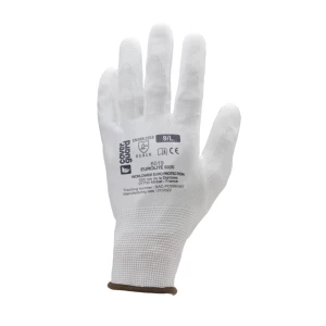 EUROLITE 6020, white polyester gloves, white PU palm, S.