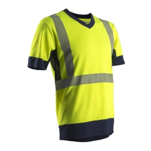 T-shirt short sleeves high-visibility KOMO yellow navy