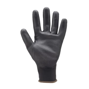 EUROLITE 6040 black polyester gloves, black PU palm S.