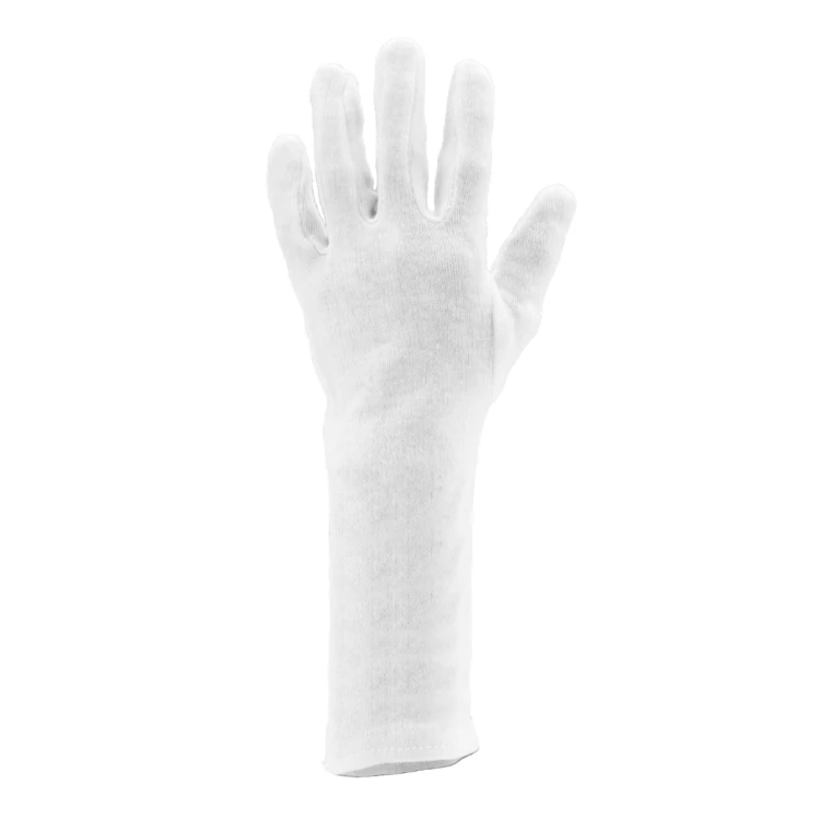EUROLITE 4152 white cotton gloves, hemmed/Fourch, 40cm, S.10