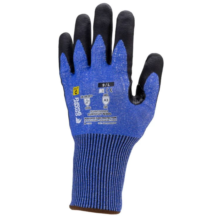 EUROCUT N300 CUT C gloves, blue blck nit foam, S.