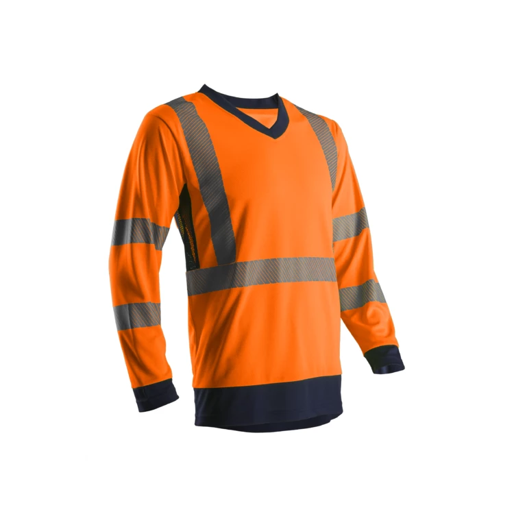 T-shirt long sleeves high-visibility SUNO orange navy