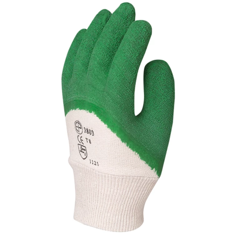 EUROSTRONG 3805 Green latex crinkle gloves, open back, S.
