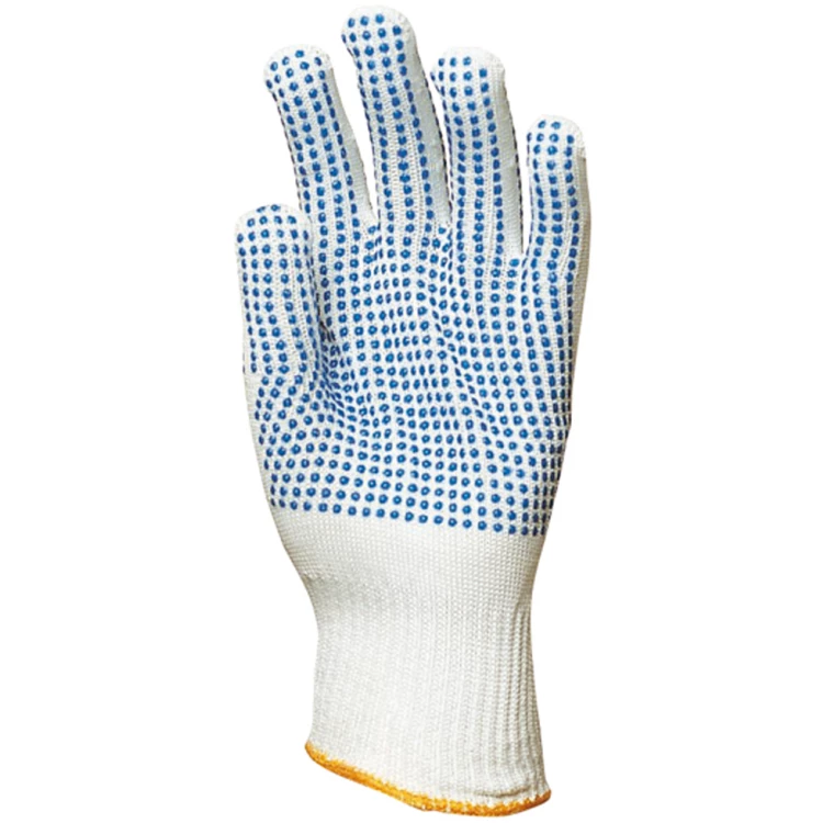 EUROSTRONG 436polyester gloves, blue dots palm back, S.