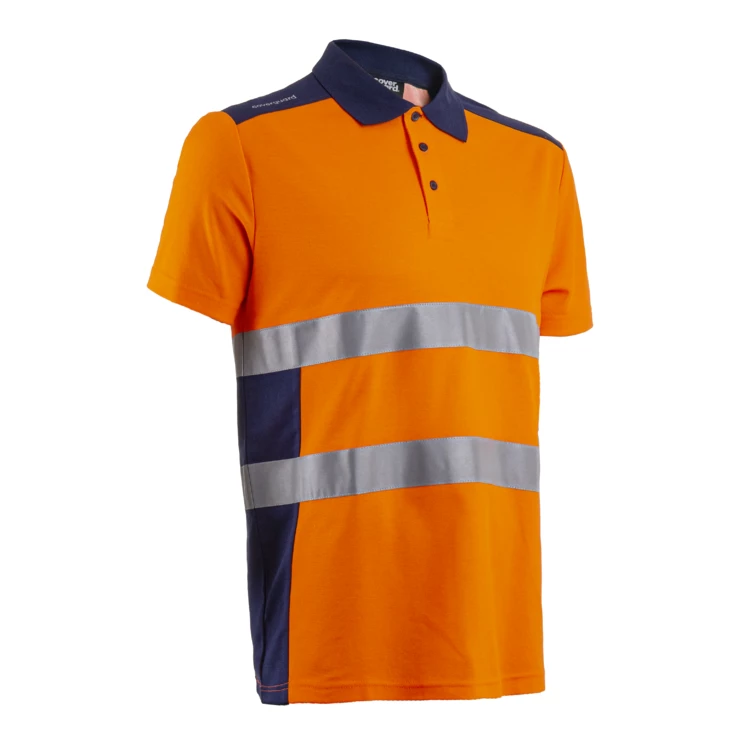 OKI Polo Short Sleeves Orange HV Navy
