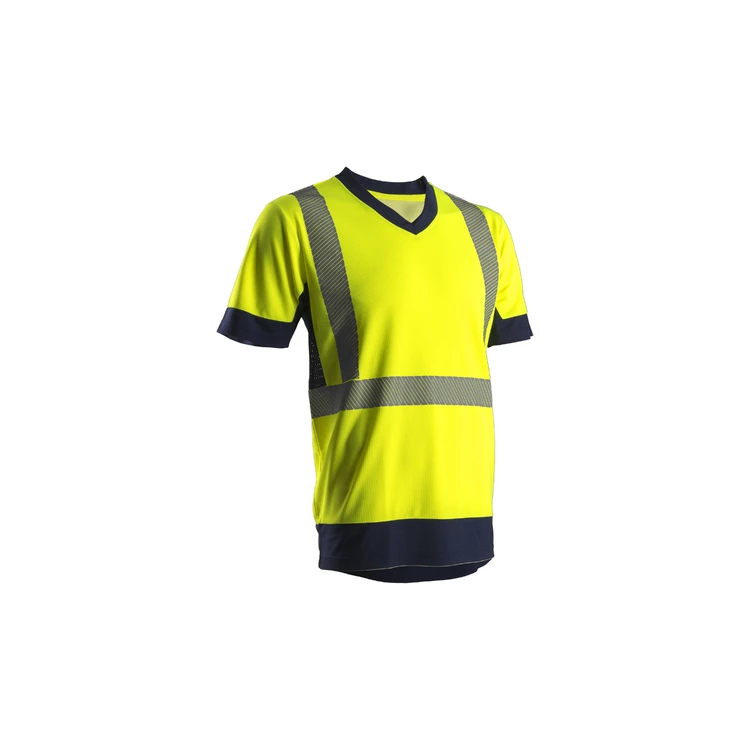 T-shirt short sleeves high-visibility KYRIA yelow navy
