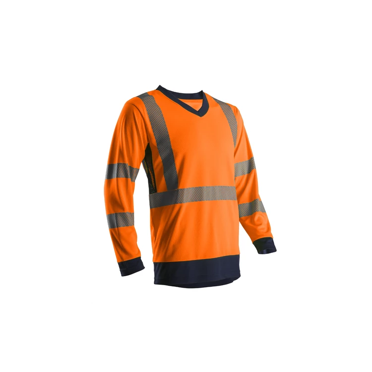 T-shirt long sleeves high-visibility SUNO orange navy