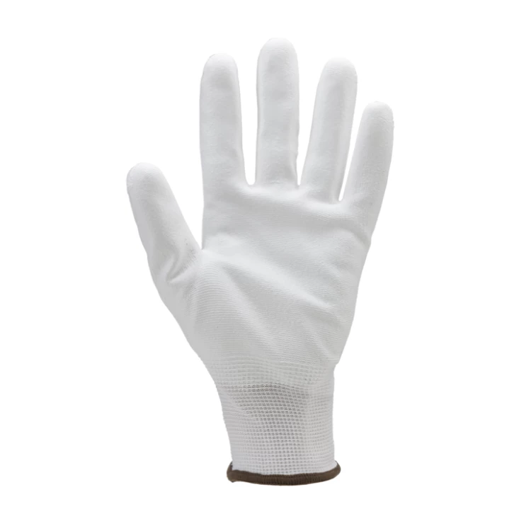 EUROLITE 6020, white polyester gloves, white PU palm, S.
