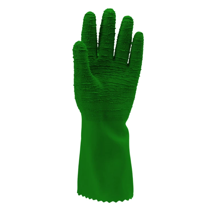 EUROSTRONG 3815 green crepe latex gloves standard 32cm, S.