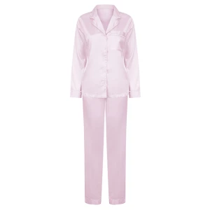 Ladies\u0027\u0020Satin\u0020Long\u0020Pyjamas - Light Pink