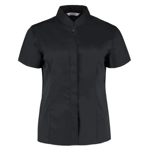 Women's Tailored Fit Shirt Mandarin Collar Short Sleeve