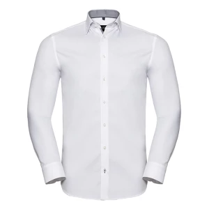 Men's Long Sleeve Tailored Contrast Herringbone Shirt 