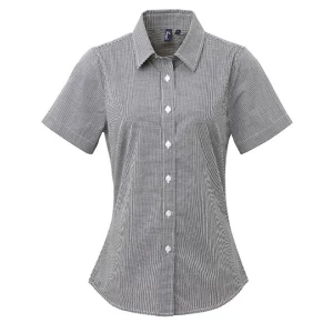 Women's Microcheck (Gingham) Short Sleeve Cotton Shirt