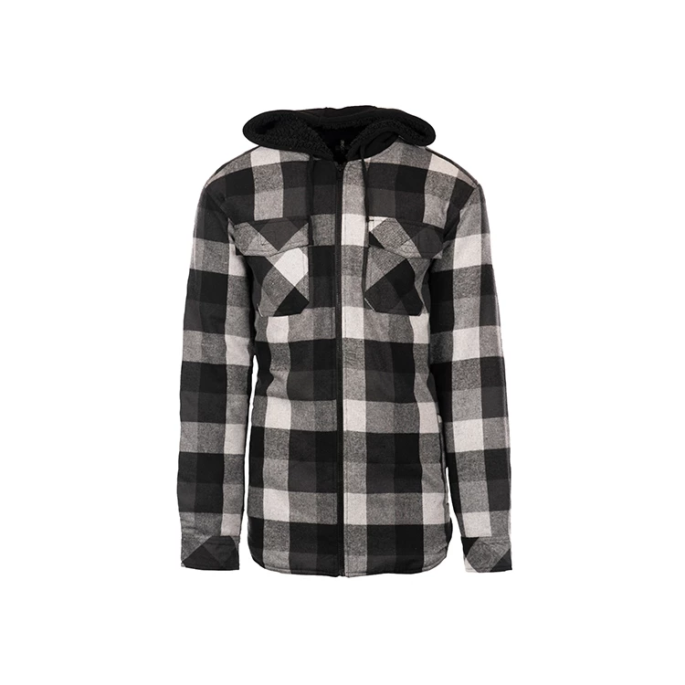 Men's Flannel Jacket With Sherpa Hoodie