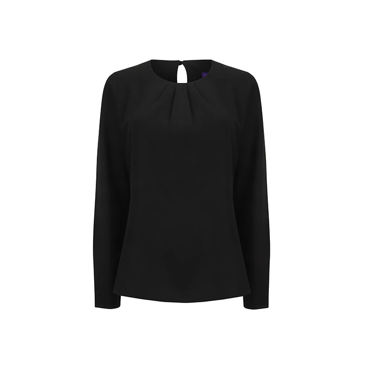 Ladies' Pleat Front Long Sleeved Blouse