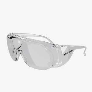 Krasbestendige veiligheidsbril die kan worden gedragen met brillen op sterkte