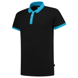Poloshirt\u0020Bicolor\u0020Fitted - BlackTurquoise